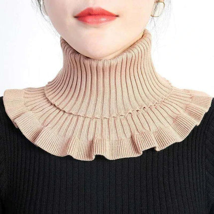 Elegant Cotton Turtleneck Sweater with Removable Collar for Winter