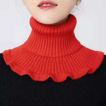 Elegant Cotton Turtleneck Sweater with Removable Collar for Winter