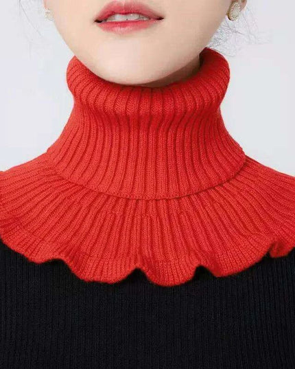 Elegant Cotton Turtleneck Sweater with Removable Collar for Winter