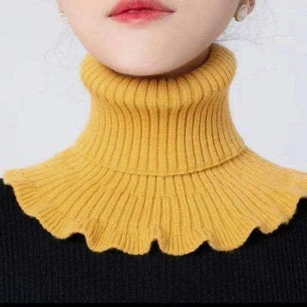 Elegant Cotton Turtleneck Sweater with Removable Collar for Winter
