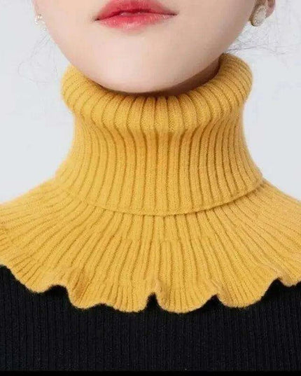Elegant Cotton Turtleneck Sweater with Removable Collar for Winter