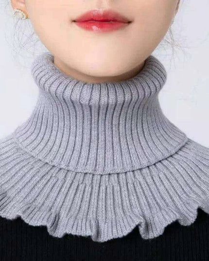 Elegant Cotton Turtleneck Sweater with Removable Collar for Winter