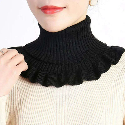 Elegant Cotton Turtleneck Sweater with Removable Collar for Winter