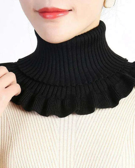 Elegant Cotton Turtleneck Sweater with Removable Collar for Winter