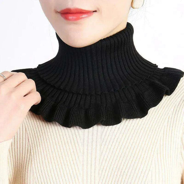 Elegant Cotton Turtleneck Sweater with Removable Collar for Winter