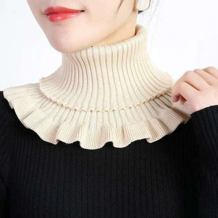 Elegant Cotton Turtleneck Sweater with Removable Collar for Winter