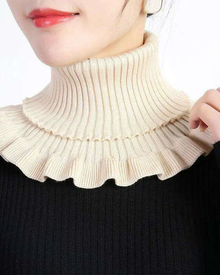 Elegant Cotton Turtleneck Sweater with Removable Collar for Winter
