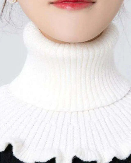 Elegant Cotton Turtleneck Sweater with Removable Collar for Winter