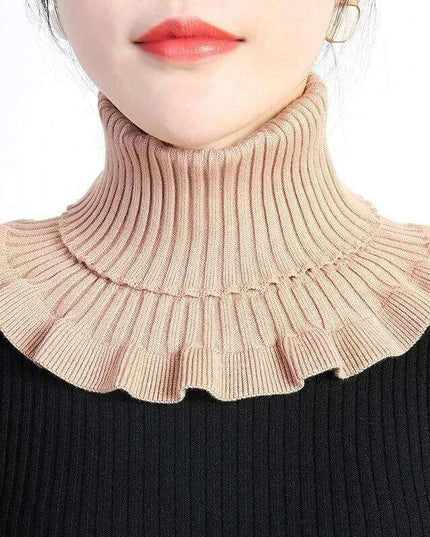 Elegant Cotton Turtleneck Sweater with Removable Collar for Winter