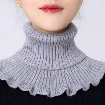 Elegant Cotton Turtleneck Sweater with Removable Collar for Winter