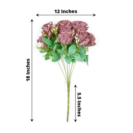 AliKopy 18" Real Touch Dusty Rose Artificial Flower Bouquet, Silk Stem