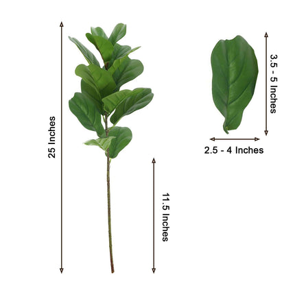 AliKopy 25" Green Artificial Fiddle Leaf Branches - Set of 2, Realisti