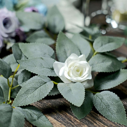 AliKopy 100 Pack Frosted Green Artificial Rose Leaves for DIY Decor