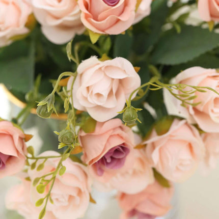 AliKopy 2 Pack 12" Blush Artificial Rose Bouquets - Realistic Faux Flo
