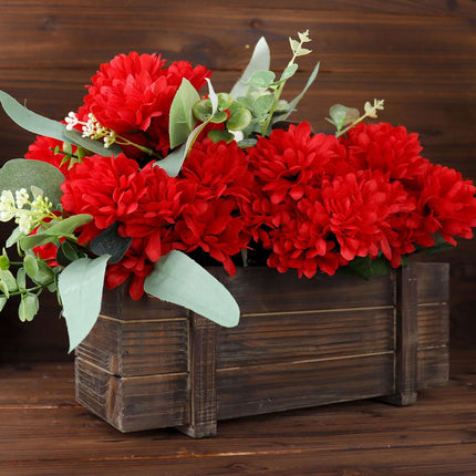 AliKopy 12 Red Artificial Silk Chrysanthemum Flower Bouquets - Lifesiz