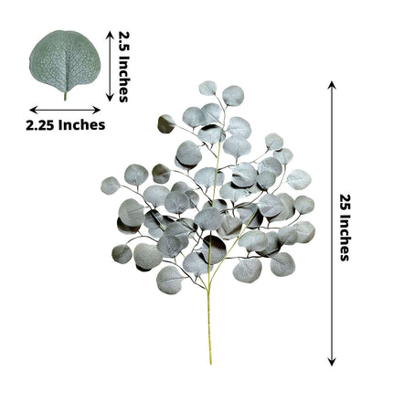 AliKopy 4 Pack 25" Frosted Green Eucalyptus Leaf Branches - Realistic