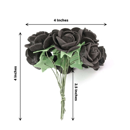 AliKopy 48 Black Real Touch Foam Roses - DIY Craft Flowers with Stem