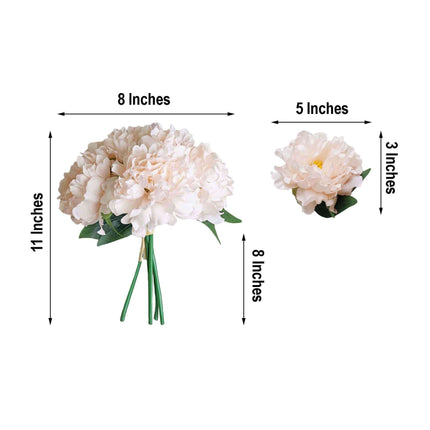 AliKopy 11" Blush Real Touch Silk Peonies Bouquet - Lifelike & Elegant