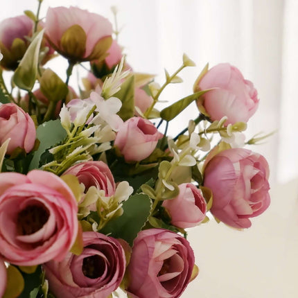 AliKopy 4 Pack 12" Dusty Rose Silk Ranunculus Bridal Bouquets - Realis
