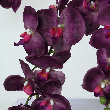 AliKopy 40" Tall Eggplant Silk Orchid Flower Bouquets - 2 Stems, Reali