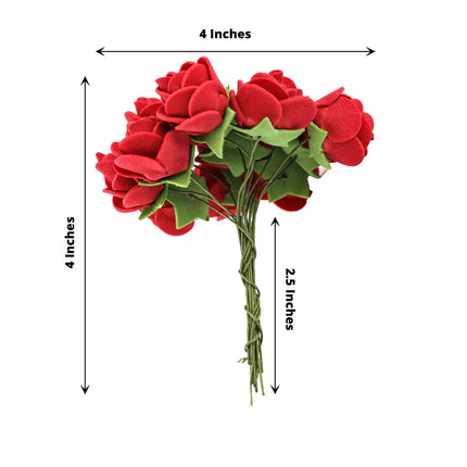 AliKopy 48 Burgundy Real Touch Foam Rose Buds with Stems - DIY Craft F