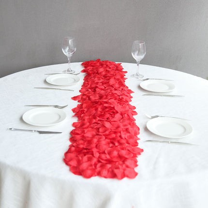 AliKopy 500-Pack Red Silk Rose Petals - Round Design, Table Decor