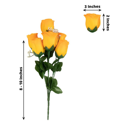 AliKopy 12 Premium Silk Orange Rose Bud Bouquets - Realistic & Durable