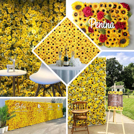 AliKopy 11 Sq Ft UV Protected Artificial Sunflower Wall Mat - 4 Panels