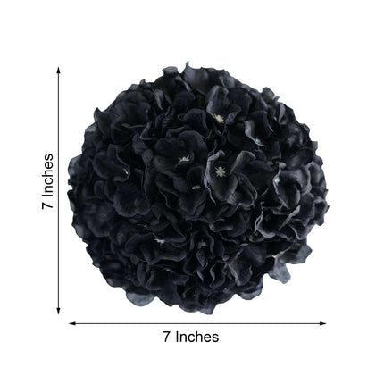 AliKopy 4 Pack 7" Black Artificial Silk Hydrangea Kissing Balls - Eleg