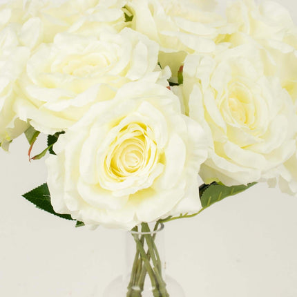 AliKopy 17" Ivory Silk Jumbo Rose Bouquet - Premium Quality, Wedding D