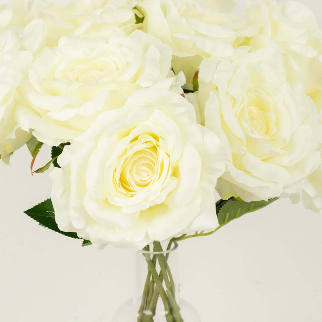 AliKopy 17" Ivory Silk Jumbo Rose Bouquet - Premium Quality, Wedding D