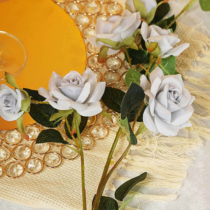AliKopy 38" Tall Silver Artificial Silk Rose Bouquet - Elegant Decor
