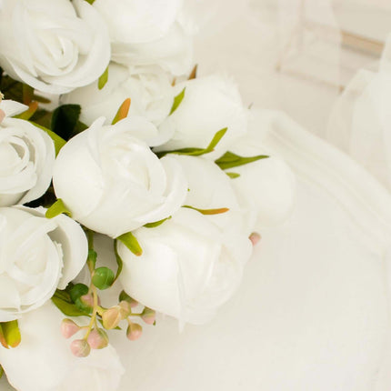 AliKopy 3 Pack 13" Real Touch Silk Rose Bud Bridal Bouquets - Lifesize