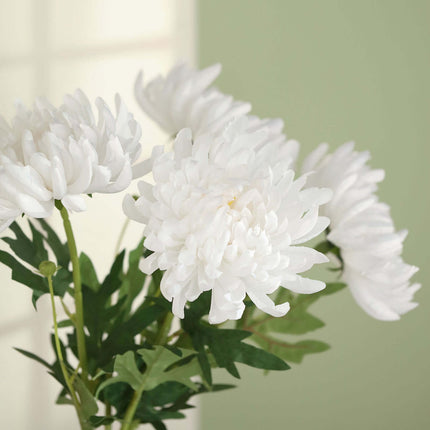 AliKopy 27" Artificial Silk Chrysanthemum Bouquet - 3 Stems, Large Fau