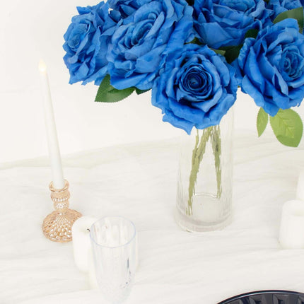 AliKopy 17" Royal Blue Silk Jumbo Rose Bouquet - Premium Quality, Wedd