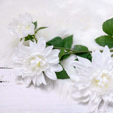 AliKopy 30" Tall White Artificial Dahlia Silk Flower Stem, Lifespan 10