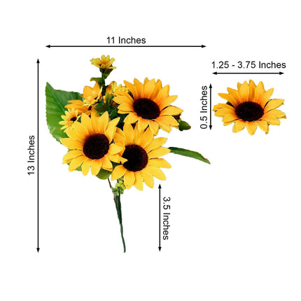 AliKopy 2 Pack 13" Yellow Artificial Silk Sunflower Bushes - Durable &