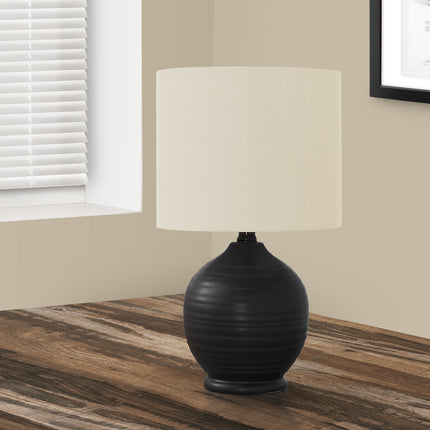 Room & Decor 17"H Transitional Black Ceramic Table Lamp with Ivory Sha