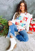 Cozy White Cable Knit Jumper with Merry & Bright Slogan