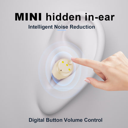 In-Ear Invisible Hearing Aid — 25hr Standby, Type-C, Pair, White | Très Elite