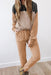 Khaki Colorblock Corded Pullover and Jogger Pants Set
