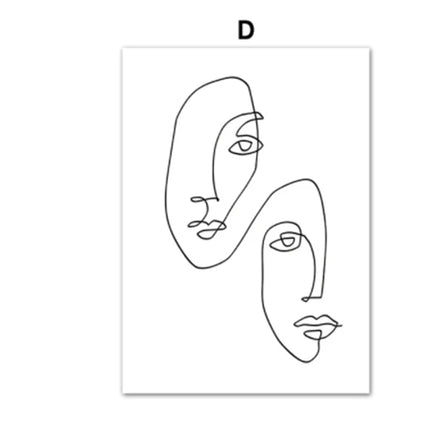 Abstract Line Face Female Minimalist Wall Mural