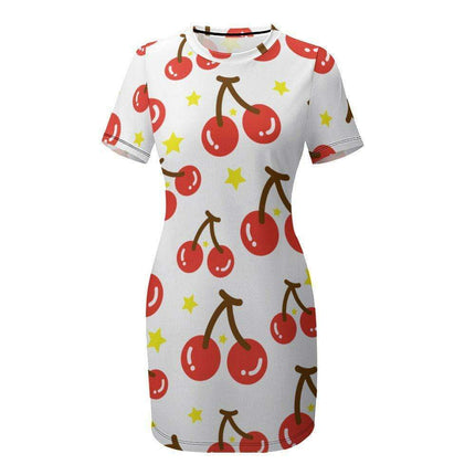 Elegant White Wrap Dress with Short Sleeves