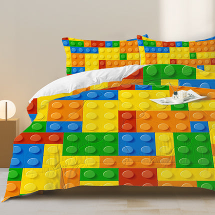 Peekaboo Studio 3pcs Colorful Dot Building Blocks Comforter Set, Thin