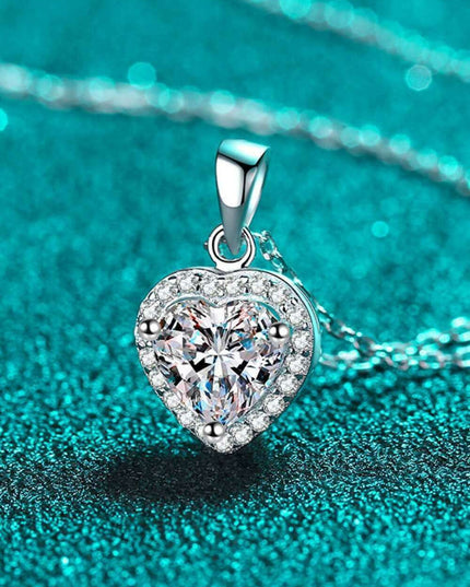 Stunning Moissanite Heart Pendant Necklace with Glittering Zircon Accents