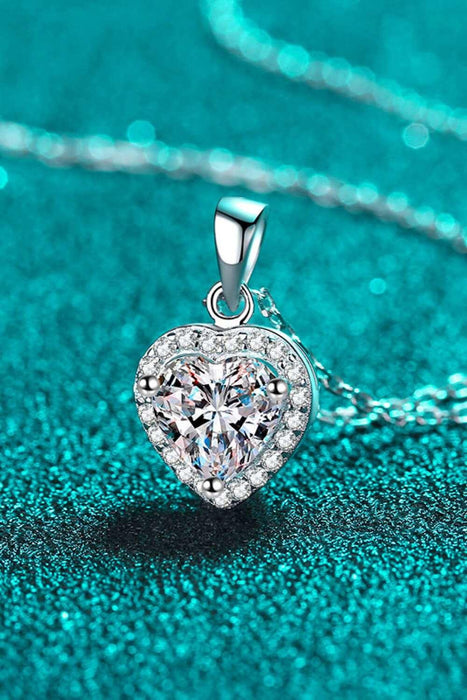 Radiant Moissanite Heart Pendant Necklace with Zircon Accents