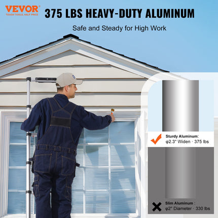 VEVOR 8.5FT Telescoping Ladder - One-Button Retraction, 375LBS Capacit