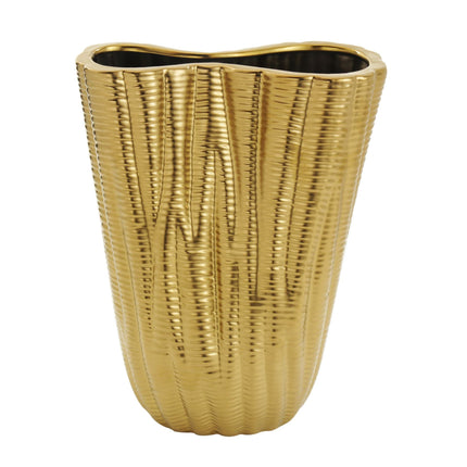 Eight Shape Bottle Mouth Ceramic Vase Matte Striped Modern Luxury
