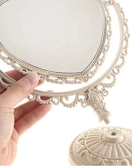 Vintage Nordic Heart-Shaped Acrylic Double-Sided Rotatable Makeup Mirror