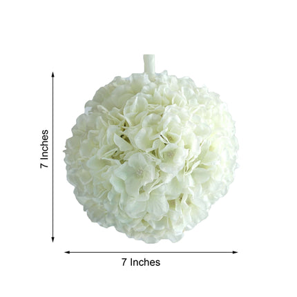 AliKopy 4 Pack 7" Cream Silk Hydrangea Kissing Flower Balls - Realisti